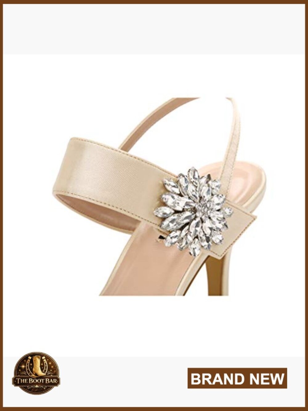Pointed Toe Slingback Rhinestone Brooch Satin Dress Pumps Evening Wedding Heels - Picture 6 of 7